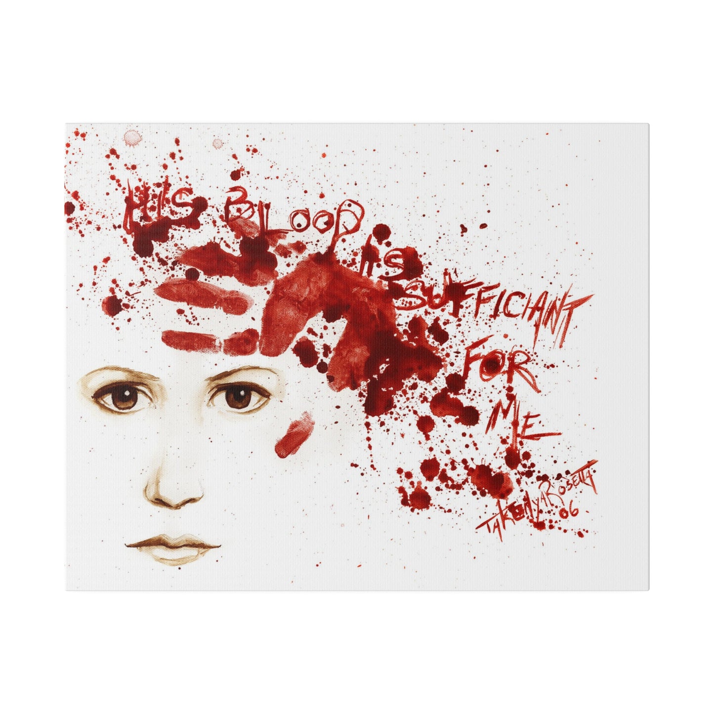 "His Blood" Original Painting by Takenya Rosetta, Stretched Canvas Print