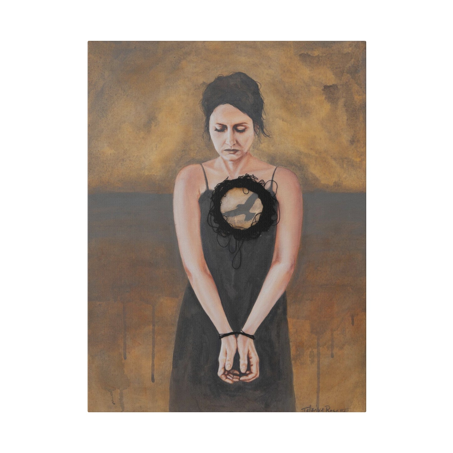 "Experiencing Shame: Trapped" - Original Painting by Takenya Rosetta, Stretched Canvas