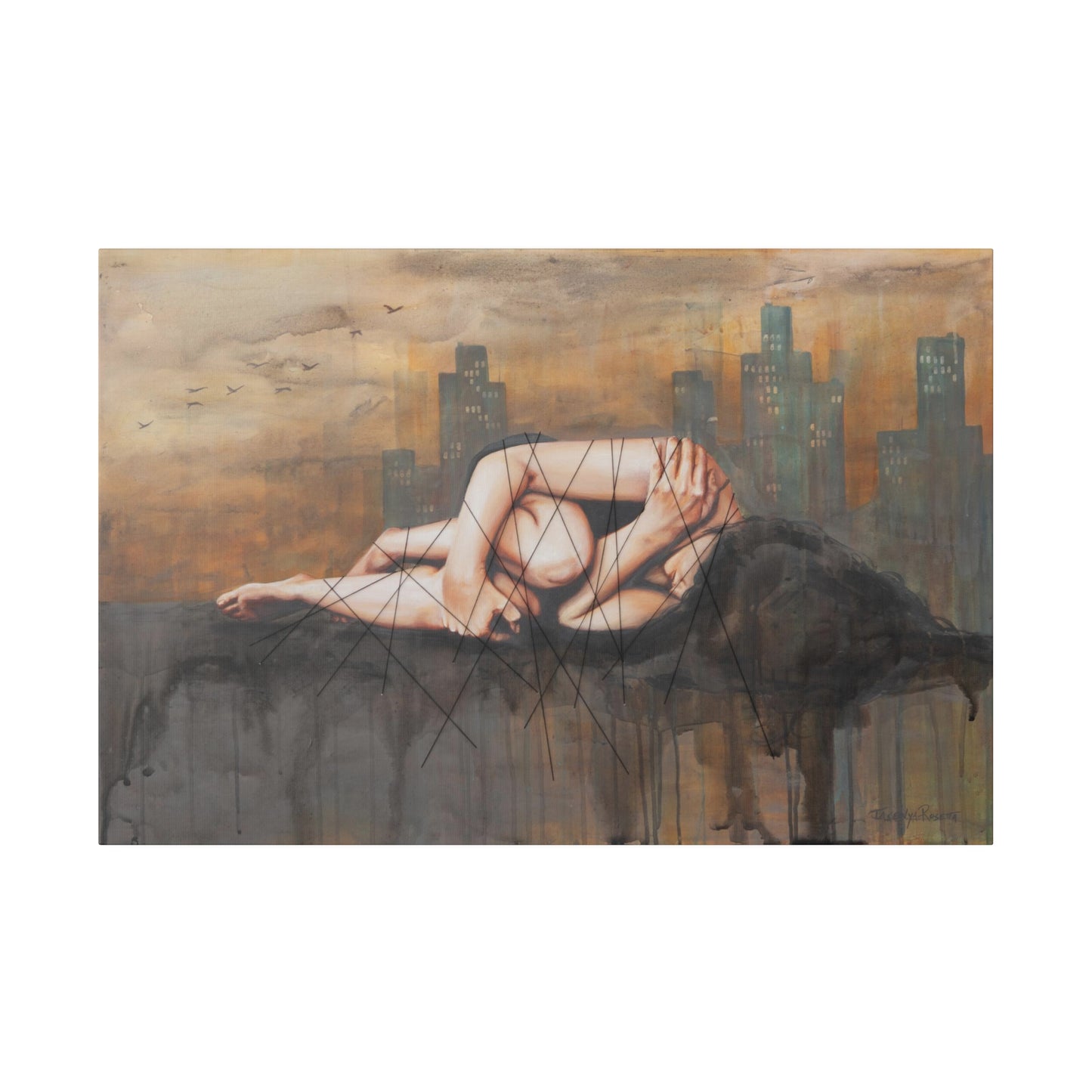 "Experiencing Shame: Incapacitated" - Original Painting by Takenya Rosetta, Stretched Canvas