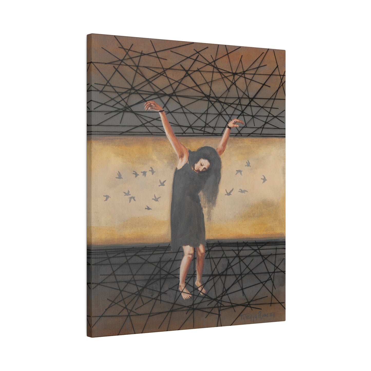 "Experiencing Shame: Helpless" - Original Painting by Takenya Rosetta, Stretched Canvas