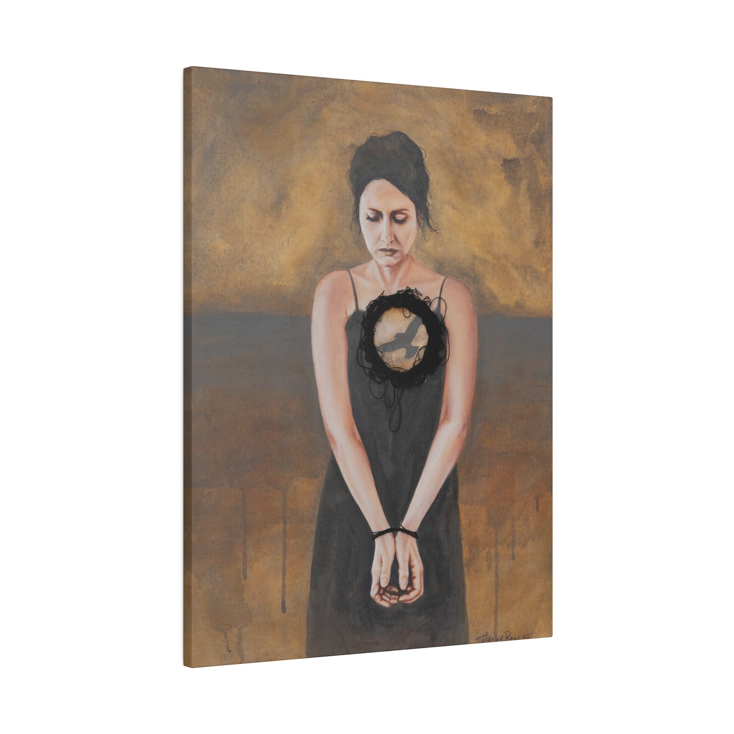 "Experiencing Shame: Trapped" - Original Painting by Takenya Rosetta, Stretched Canvas