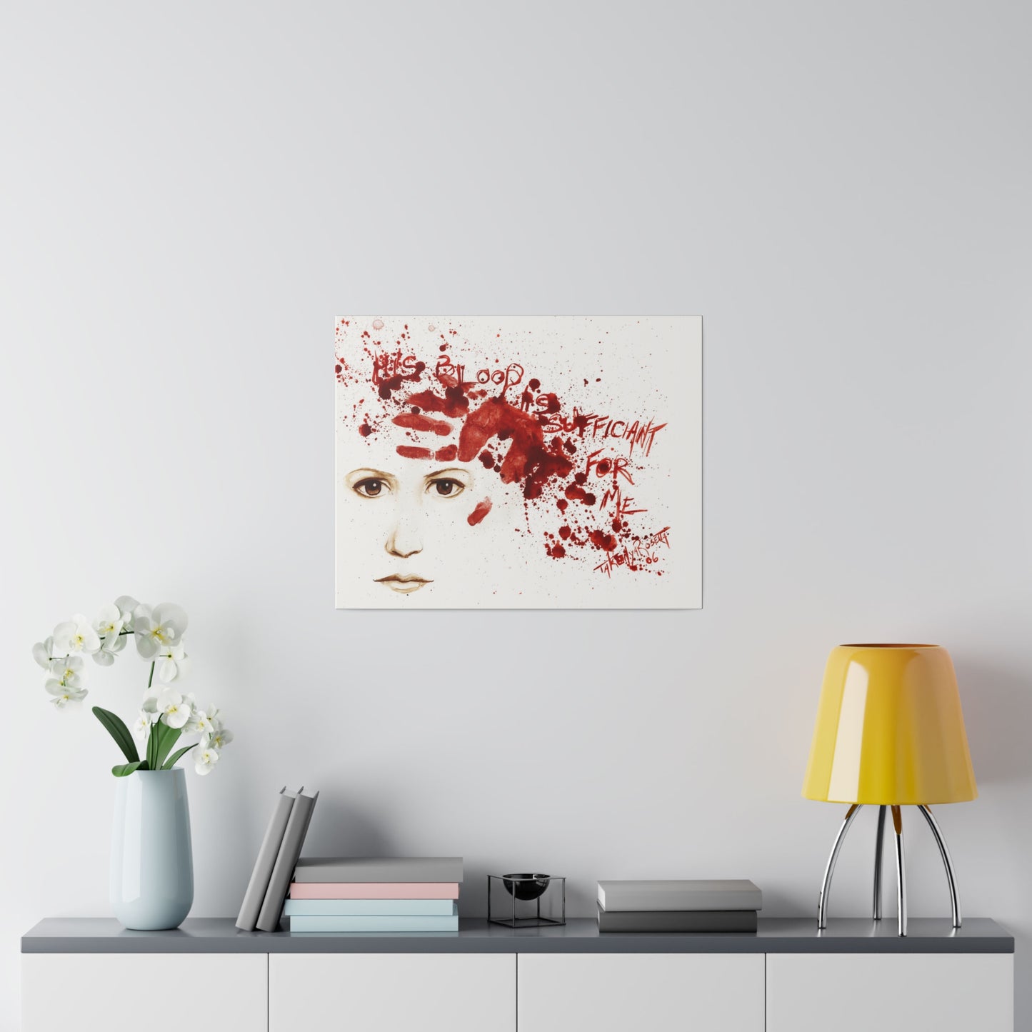 "His Blood" Original Painting by Takenya Rosetta, Stretched Canvas Print