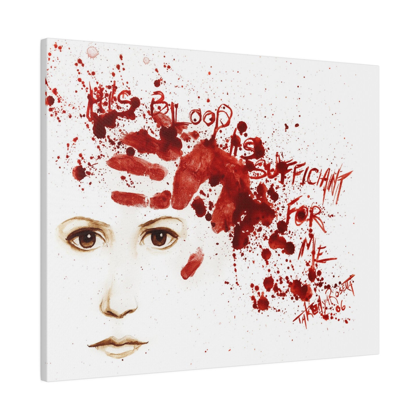 "His Blood" Original Painting by Takenya Rosetta, Stretched Canvas Print