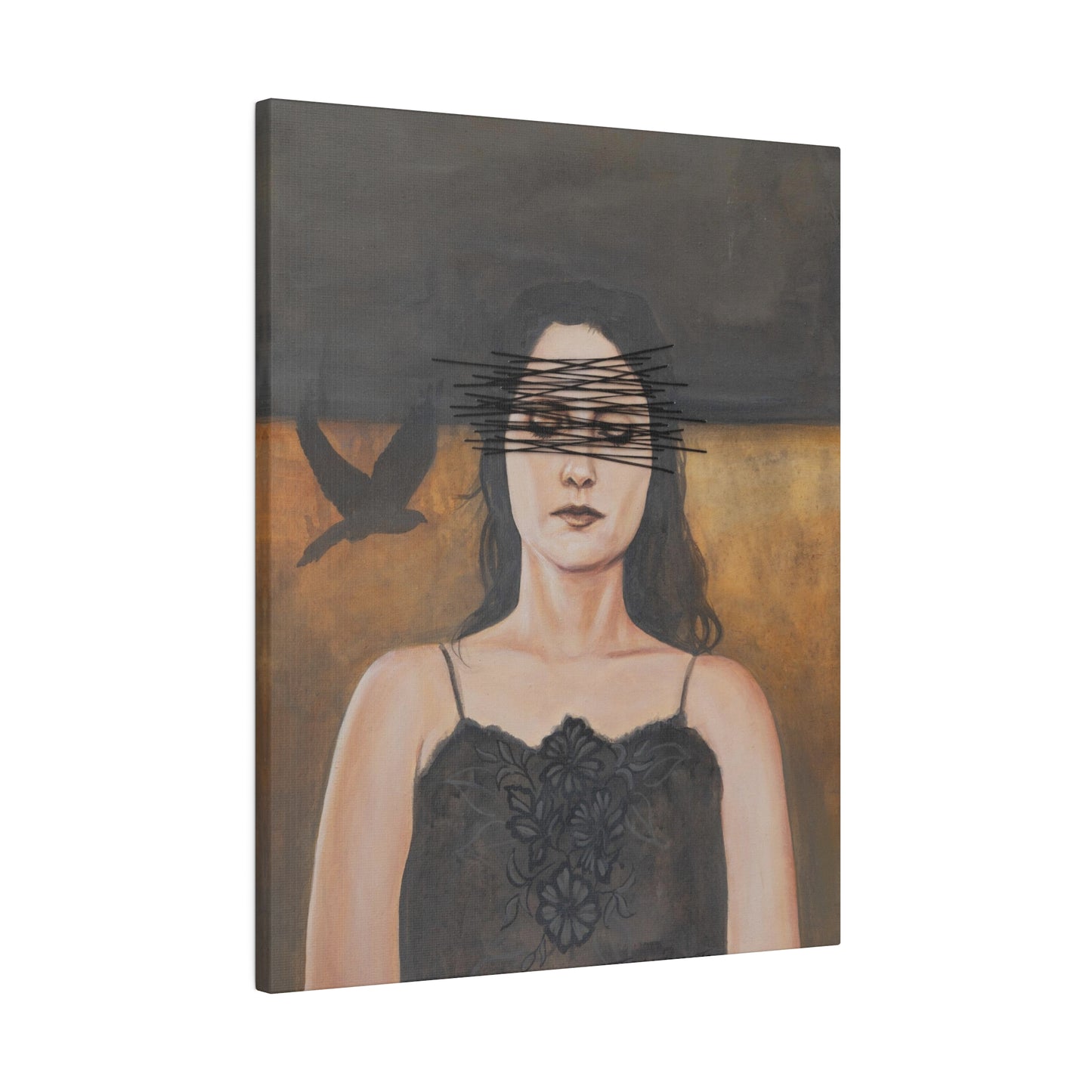 "Experiencing Shame: Unseen" - Original Painting by Takenya Rosetta, Stretched Canvas