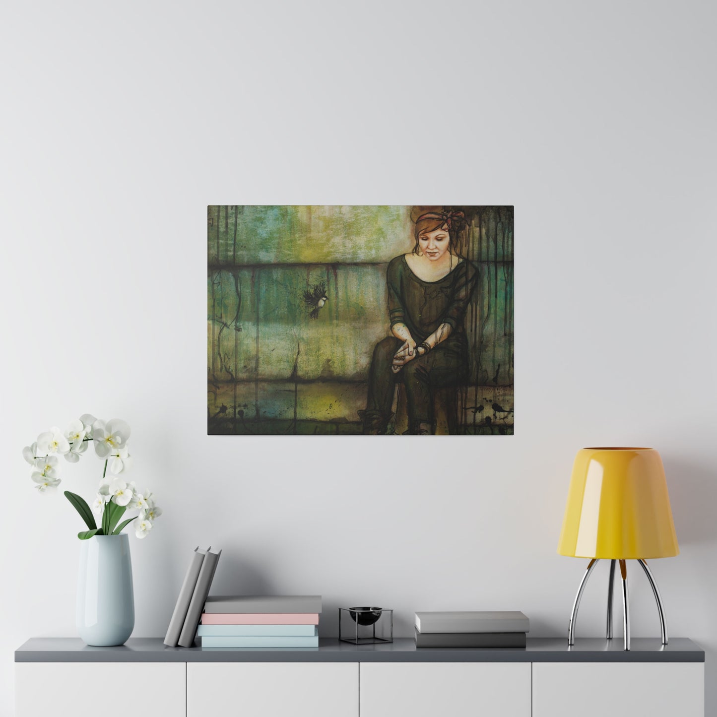 "The Girl With the Red Bow" - Original Painting by Takenya Rosetta, Stretched Canvas